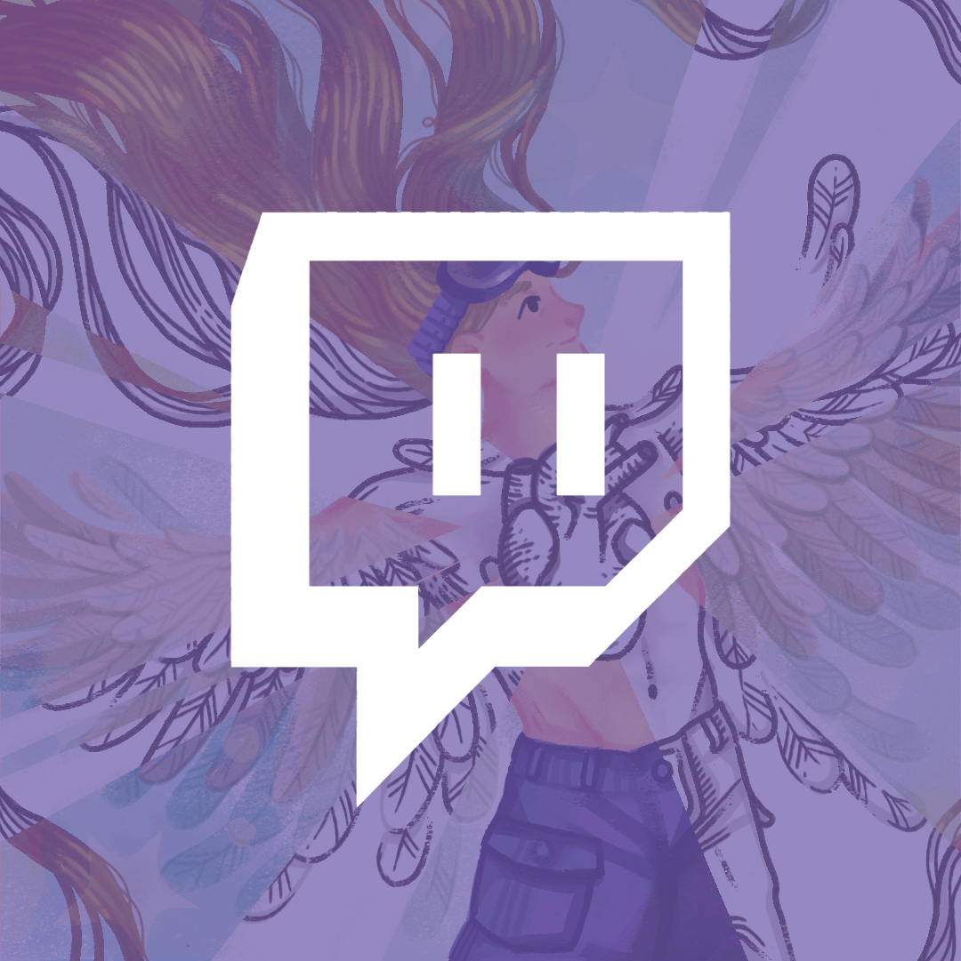 Portrait avec le logo Twitch superposé