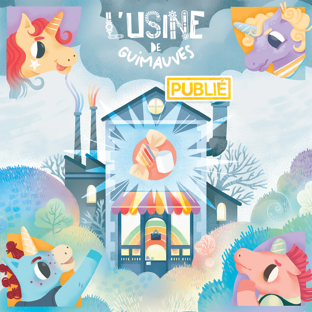 Square version of the book cover of L'Usine de guimauves
